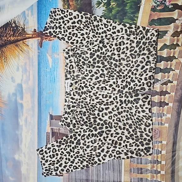 Frame Denim High Waisted‎ Jeans Size 28 Leopard Cheetah Animal Print - Picture 1 of 7